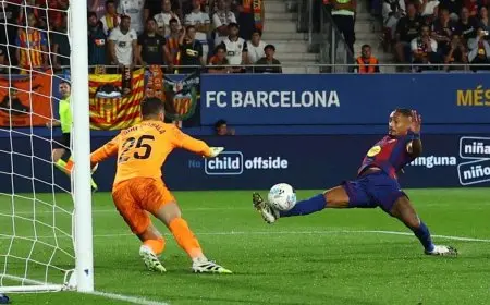 برشلونة يسحق فالنسيا بسداسية رائعة رغم غياب يامال