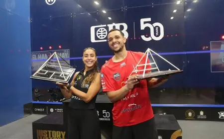 وزير الرياضة يهنئ هانيا الحمامي ومصطفى عسل بفوزهما ببطولة مصر المفتوحة للإسكواش