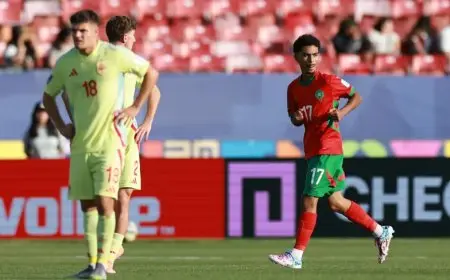 المغرب يتفوق على إسبانيا بثنائية ليعتلي صدارة المجموعة النارية في كأس العالم للشباب