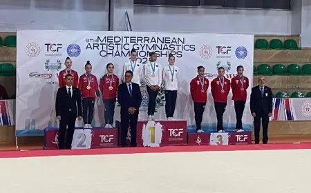 تهنئة وزير الرياضة لمنتخب الجمباز بفوزه بذهبية بطولة البحر المتوسط للناشئين