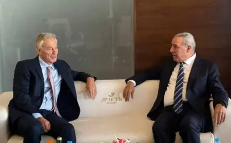 أول ظهور علني لتوني بلير في الشرق الأوسط بعد توقف حرب غزة