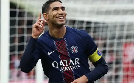 أشرف حكيمي يتألق بتسجيل هدفين خلال 10 دقائق ويعيد باريس سان جيرمان لصدارة الدوري مؤقتًا