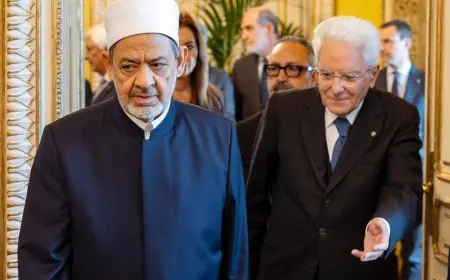 شيخ الأزهر يدعو الرئيس الإيطالي للاعتراف بدولة فلسطين
