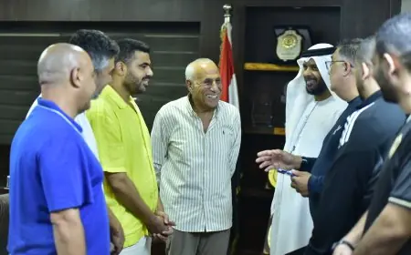 حسين لبيب يرحب بوفد نادي أبوظبي لتنس الطاولة في مقر الزمالك