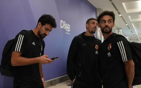 بعثة الأهلي تهبط في مطار دبي وتستعد للتوجه إلى العين للإقامة