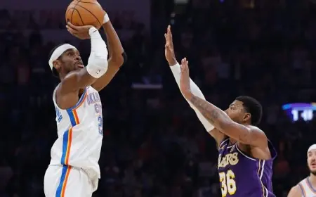 الدوري الأمريكي لكرة السلة: جيلجيوس ألكسندر يحقق انتصاراً ساحقاً لثاندر على ليكرز بفارق 29 نقطة