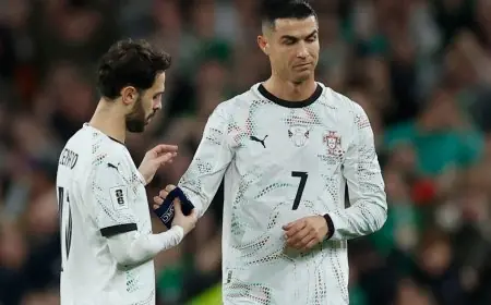 البرتغال تعاني ليلة صعبة بهزيمتها أمام أيرلندا وطرد رونالدو المباشر يزيد الأمور سوءاً