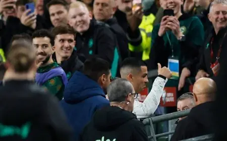 طرد كريستيانو رونالدو يشعل مباراة البرتغال وأيرلندا