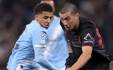 أداء إبراهيم مازة الباهر في مواجهة مانشستر سيتي وباير ليفركوزن بالأرقام