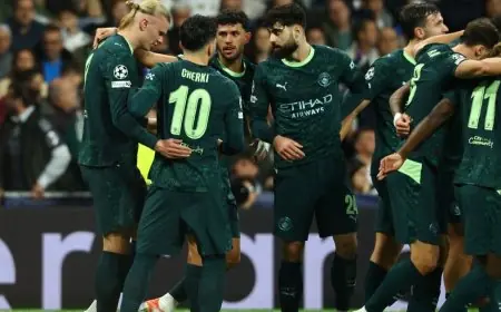 مانشستر سيتي يتفوق على ريال مدريد في الشوط الأول من المباراة