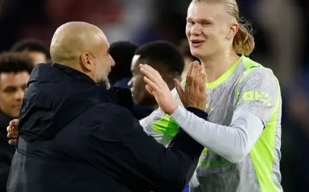 جوارديولا يشيد بهالاند ويوجه انتقادًا لفودين عقب انتصار مانشستر سيتي على كريستال بالاس