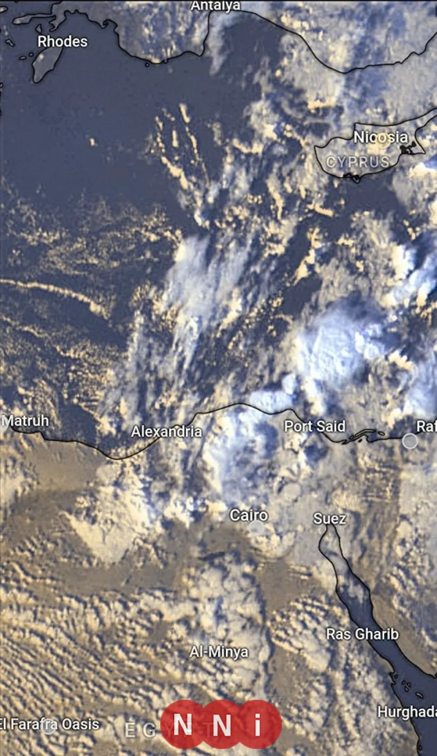 استمرار تدفق السحب الرعدية الممطرة على السواحل الشمالية والوجه البحري وفقًا لتوقعات الأرصاد