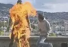 إضرام النار في تمثال كريستيانو رونالدو بجزيرة ماديرا يجذب الأنظار