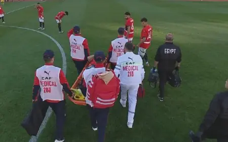 إصابة محمد حمدي في مباراة مصر وبنين تجبره على مغادرة الملعب بالبكاء