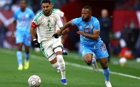 الجزائر تواجه الكونغو الديمقراطية في شوط أول سلبي في دور الـ16 من كأس أمم أفريقيا