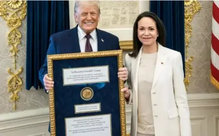 ماتشادو زعيمة المعارضة الفنزويلية تقدم لترامب ميدالية نوبل للسلام
