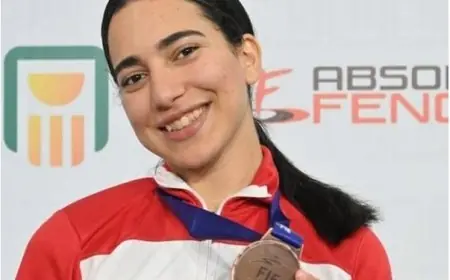 فرح محفوظ تحقق هدفها بالفوز بميدالية كأس العالم لسيف المباراة