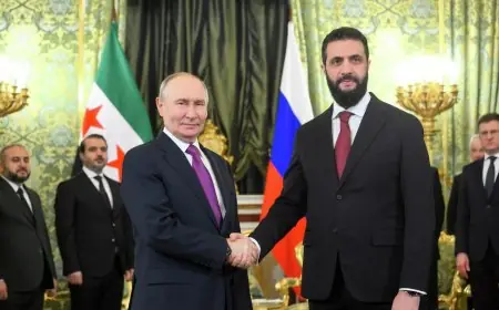 أحمد الشرع يزور بوتين في الكرملين ويشيد بدور روسيا التاريخي في دعم سوريا