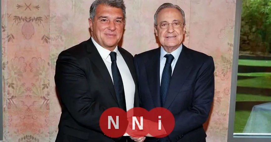 عناق حار بين رئيسي ريال مدريد وبرشلونة في جدة رغم انقطاع العلاقات