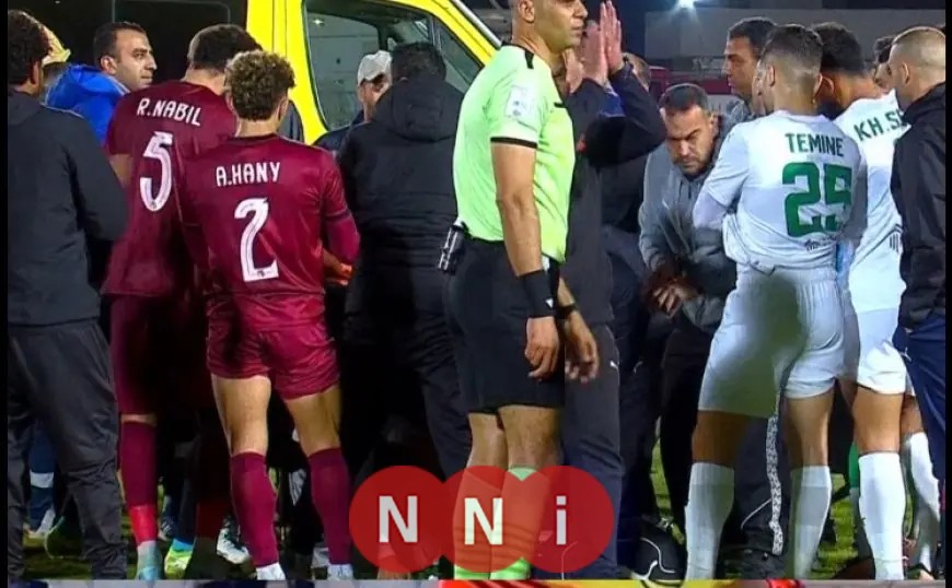 إصابة خطيرة لـ محمود حمادة لاعب المصري واستدعاء سيارة الإسعاف لنقله من الملعب