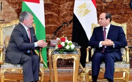 الرئيس السيسي والملك عبدالله يؤكدان رفضهما القاطع للانتهاكات ضد الشعب الفلسطيني