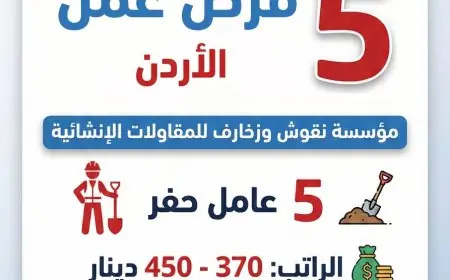 وزارة العمل تُطلق فرص عمل جديدة في الأردن بمجال المقاولات الإنشائية رابط مباشر للتقديم