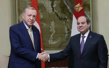 الرئيس السيسي يرحب بالرئيس التركي في قصر الاتحادية لبحث العلاقات الثنائية