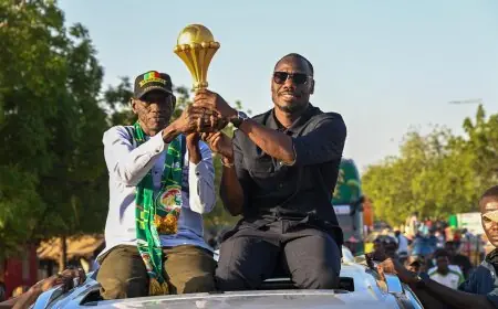 أسد في كيدوغو بالسنغال يحمل كأس أمم أفريقيا