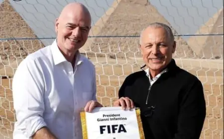 هاني أبو ريدة يهنئ جياني إنفانتينو بمرور 10 سنوات على قيادة الفيفا
