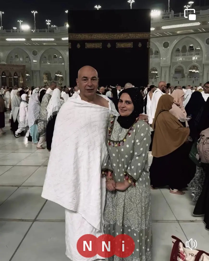 صور جديدة لزوجة حسام حسن برفقته خلال أداء مناسك العمرة