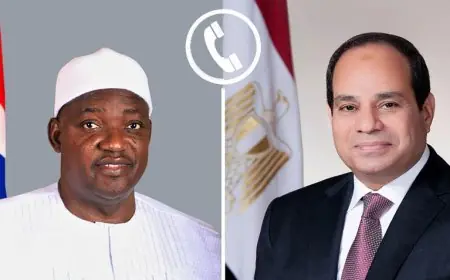 الرئيس السيسي يتباحث مع رئيس جامبيا حول تطورات الأوضاع الإقليمية