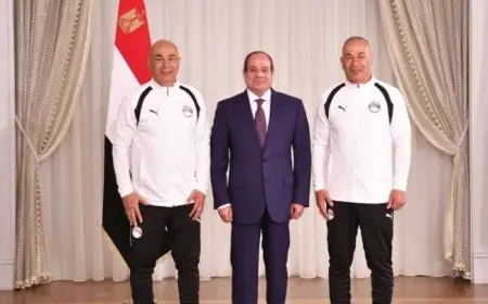 حسام حسن للرئيس السيسي: لاعبونا في مصر كانوا عند حسن الظن، وحضرتك قدوتنا في النجاح والتطوير