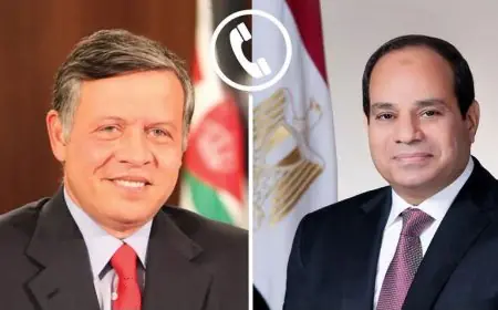 السيسي يؤكد للملك الأردني: مصر تدعم أمن الأردن وترفض الاعتداءات الإيرانية