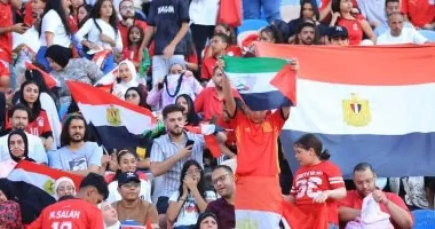 علم فلسطين يضيء استاد القاهرة أثناء احتفال جماهير مصر بإنجاز الفراعنة في المونديال