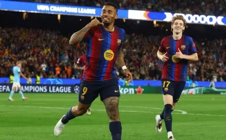 جيسوس يبهر جمهور برشلونة بهدف رائع من أول لمسة