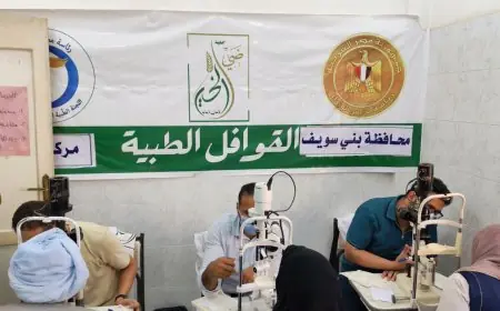 استعراض نتائج القافلة الطبية بقرية إقفهص ببني سويف من قبل مجلس الوزراء واللجنة الاستغاثية