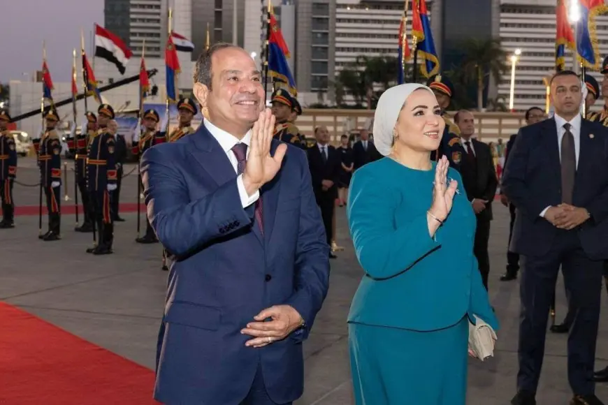 السيدة انتصار السيسي تعبر عن ترحيبها الحار بالرئيس الصيني من قلب أرض النيل بكل محبة