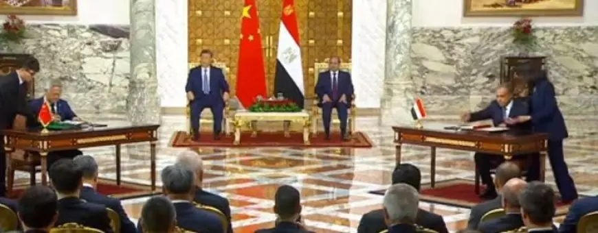 الرئيس السيسي ونظيره الصيني يوقعان 5 اتفاقيات ومذكرات تفاهم لتعزيز التعاون المشترك