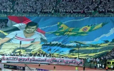 احتفالات ذكرى نصر أكتوبر تضيء قمة الأهلي والزمالك.. لافتات وطنية تتألق في مدرجات استاد القاهرة