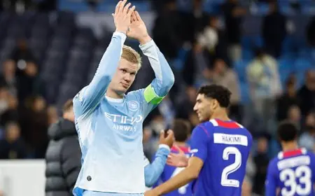 هالاند يتفوق على ميسي ويقترب من تحطيم إنجاز محمد صلاح في دوري أبطال أوروبا