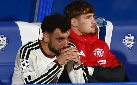 برونو فرنانديز يجلس على دكة البدلاء لأول مرة في مانشستر يونايتد ضمن الدوري الإنجليزي