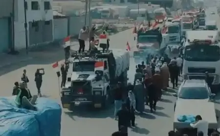 الهلال الأحمر المصري يرسل 280 شاحنة دقيق وسلال غذائية لدعم مخابز غزة