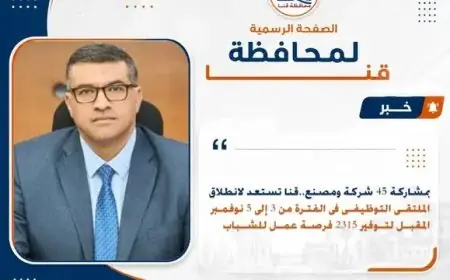 انطلاق الملتقى التوظيفي في قنا لتوفير 2315 فرصة عمل للشباب يوم 3 نوفمبر