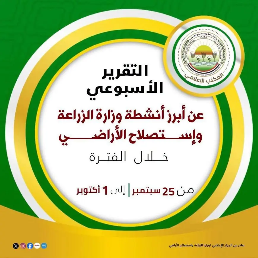 أبرز إنجازات وزارة الزراعة هذا الأسبوع: الاستثمار الزراعي يتصدر المشهد وتحقيق زيادة في التحصينات والصادرات